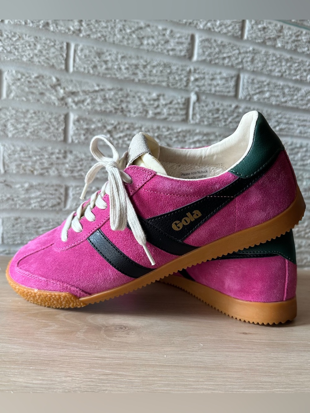 Gola Elan Leather/Suede Sneakers/ Fuchsia, Green and Black/ Women’s 10